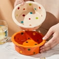 thumbnail image 2 of Qeeadeea Small Round Baking Dish Set Of 2, Colorful Ceramic Pie Pan, Round Ceramic Pie Plate-Orange-15cmx15cmx5cm, 400ml, 2 of 7