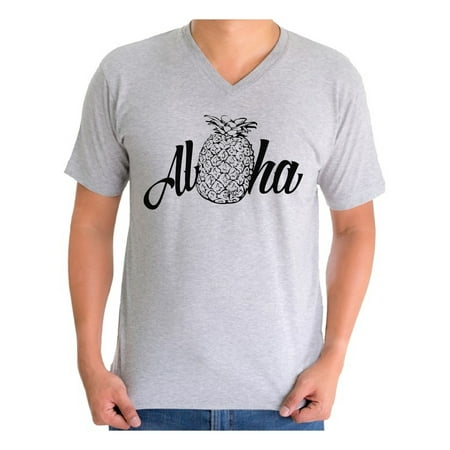 Awkward Styles Pineapple V Neck Shirt for Men Aloha Men's V Neck Shirt Aloha T Shirt for Him Hawaiian Clothes Vacation T-shirt Beach Shirts for Dad Beach Outfit Summer T-shirt for Men Hawaiian