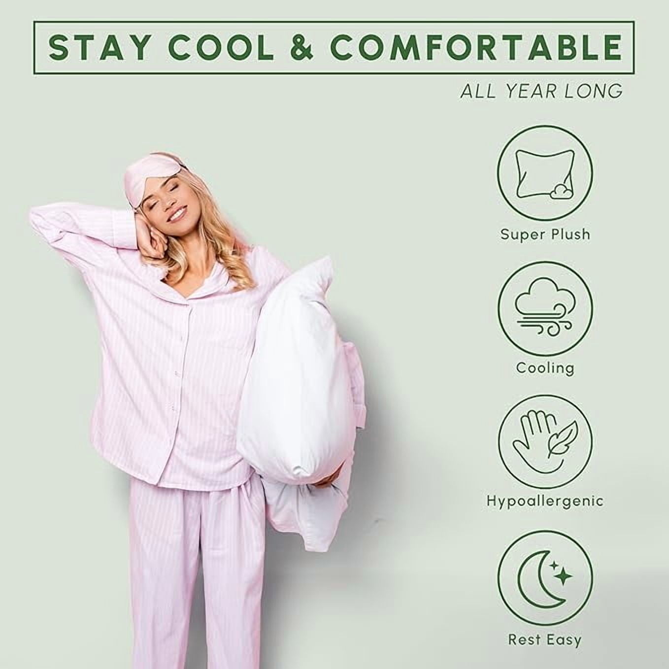 Set of 2 Cooling Gel-Infused Bed Pillows - Medium Firm Support for All Sleep Positions, 100% Cotton Cover, Standard/Queen, White