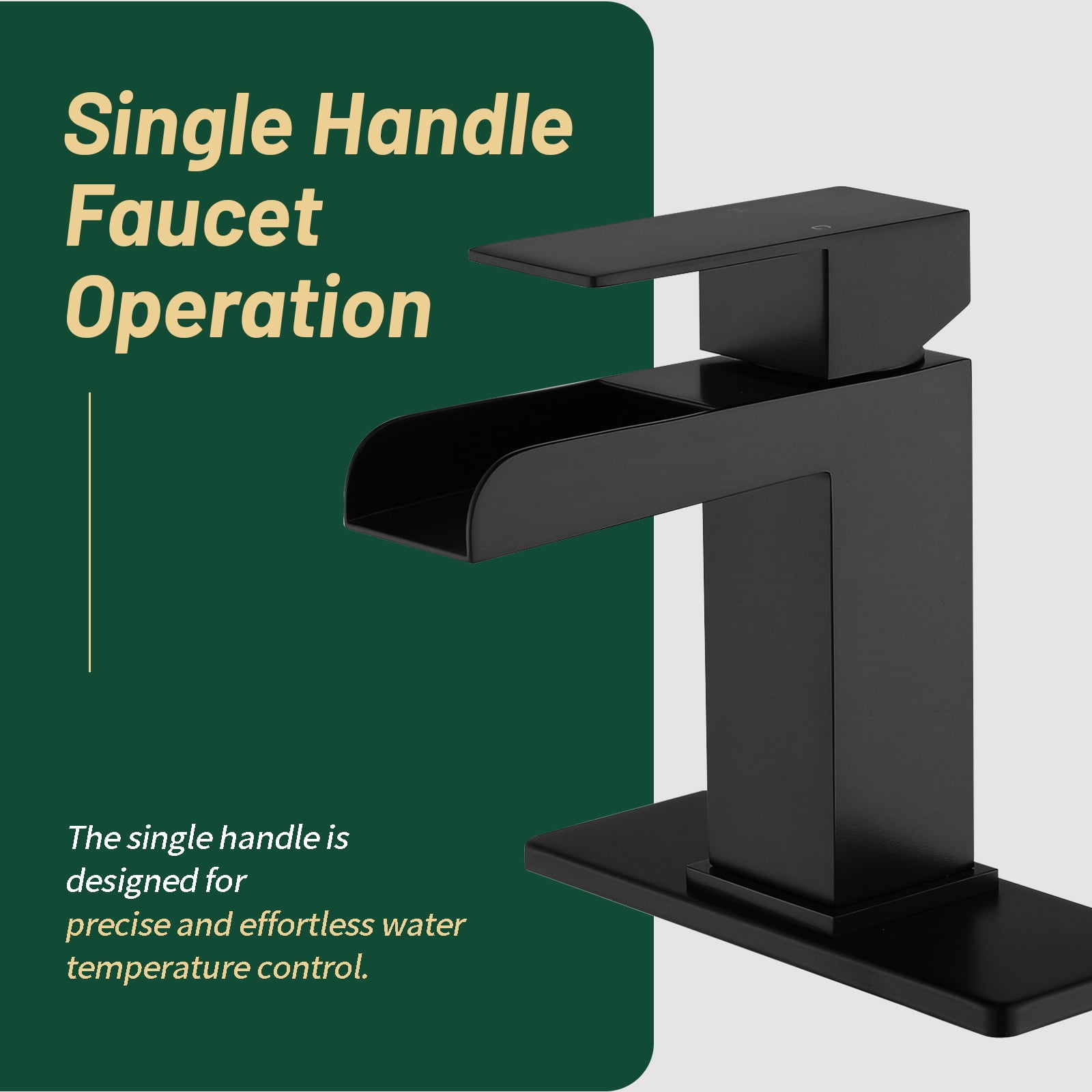Cobbe Single-Handle Bathroom Sink Faucet for Vanity Single-Hole with Pop-Up Drain Bathroom Faucet Matte Black