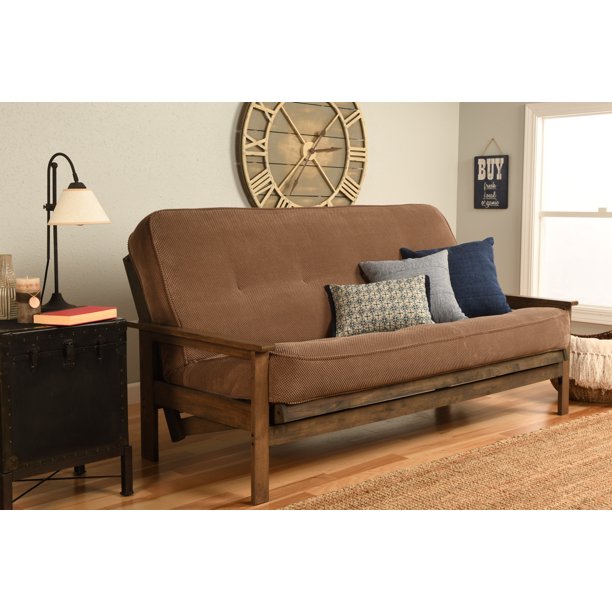 Albany Futon in Rustic Walnut Finish, Multiple Colors