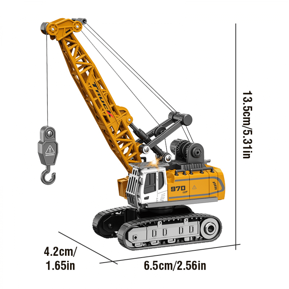 Remote Control Construction Crane Crawler 1/64 Truck Toys with 3 Speed, Lights & Sound for Kids Age 3 4-7 8 9 10 Christmas Birthday Gifts