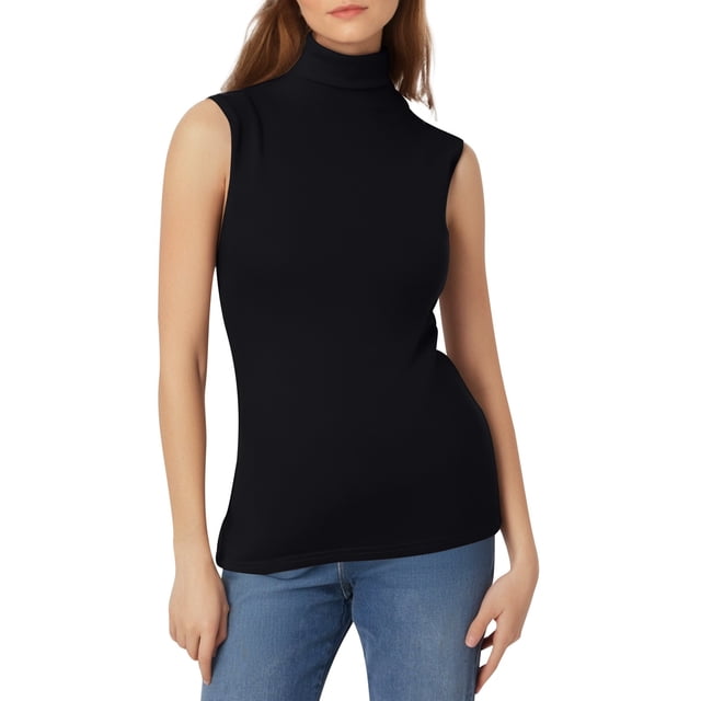 Chaleco sin mangas de cuello alto para mujer, de color liso - Capa base ligera - Nailon y spandex - S-XXXL