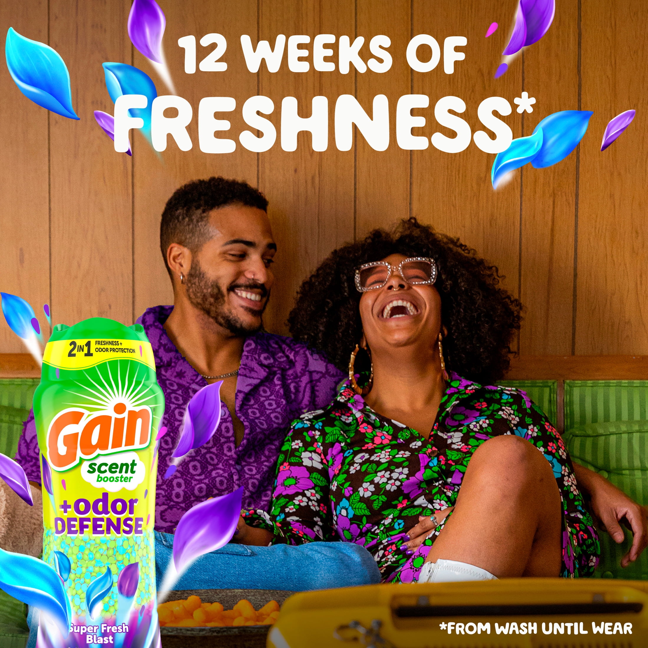 (4 pack) Gain Laundry Scent Beads, Odor Defense 2-in-1 In-Wash Scent Booster, Super Fresh Blast Scent, 21.1 oz