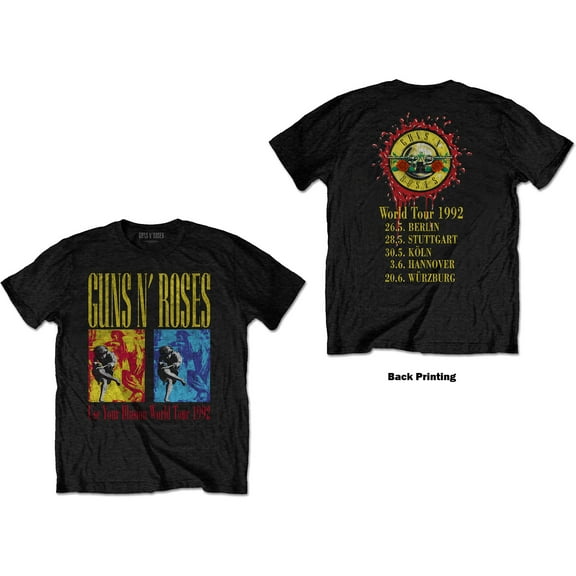 Men's Guns N Roses Use Your Illusion World Tour (Back Print) Slim Fit T-shirt Small Black