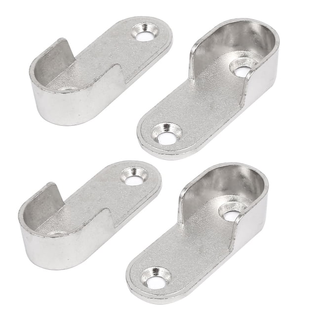 Soportes de tubo de riel de armario montados en la pared de 16 mm de diámetro, 4 piezas, niquelados