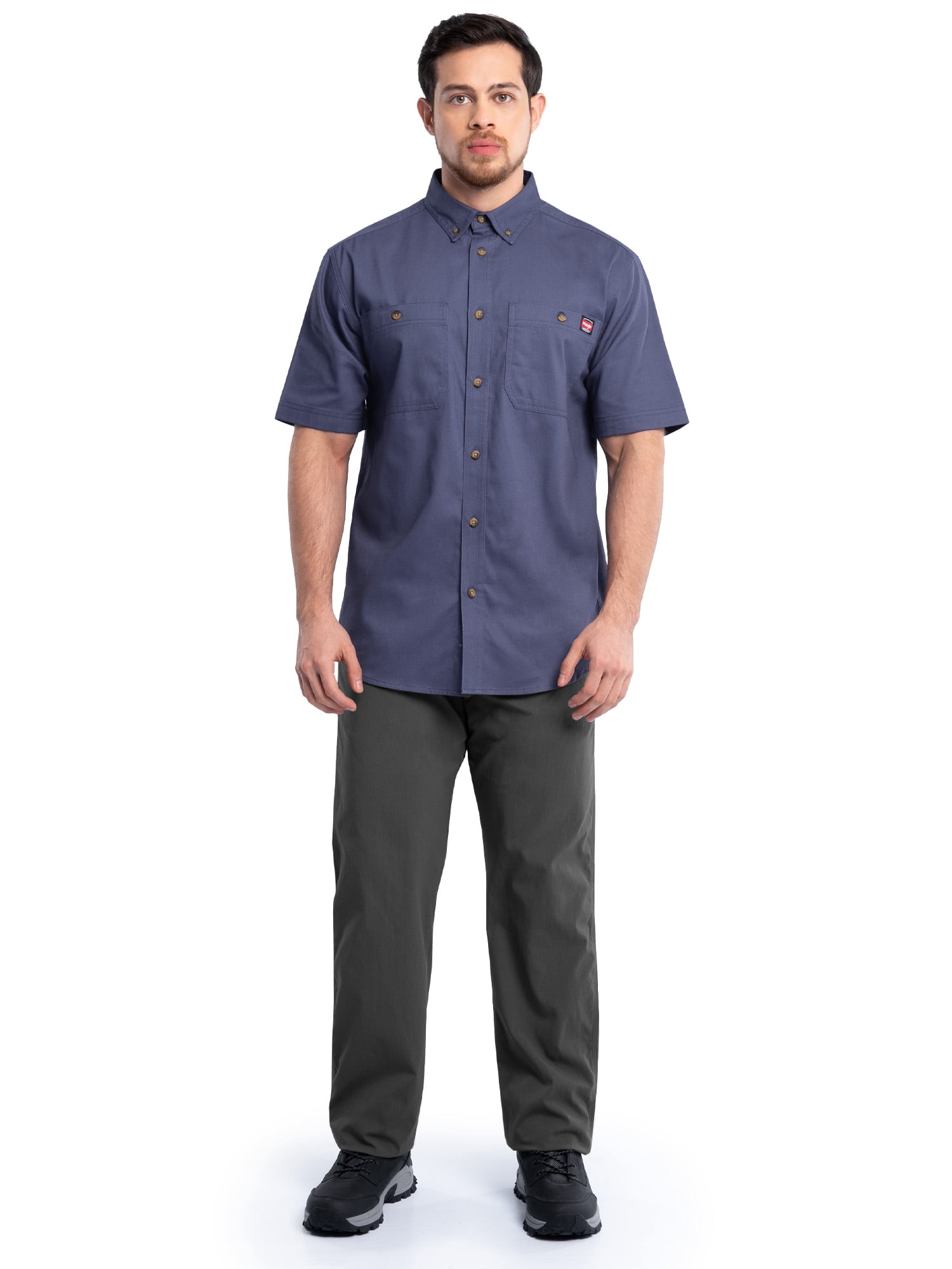 Wrangler Workwear Men’s Short Sleeve Durable Twill Pen Pocket Work Shirt, size S-3XL