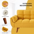 thumbnail image 5 of Aukfa 75" Flared Arm Futon Convertible Sofa Bed, Linen Sleeper Couch for Home Office, Yellow, 5 of 19