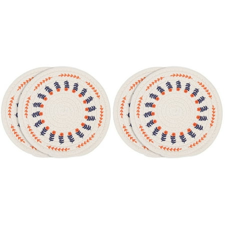

HOMEMAXS 4 Pcs Cotton Rope Woven Placemat Decorative Place Mat Round Shape Placemat Dining Table Decor