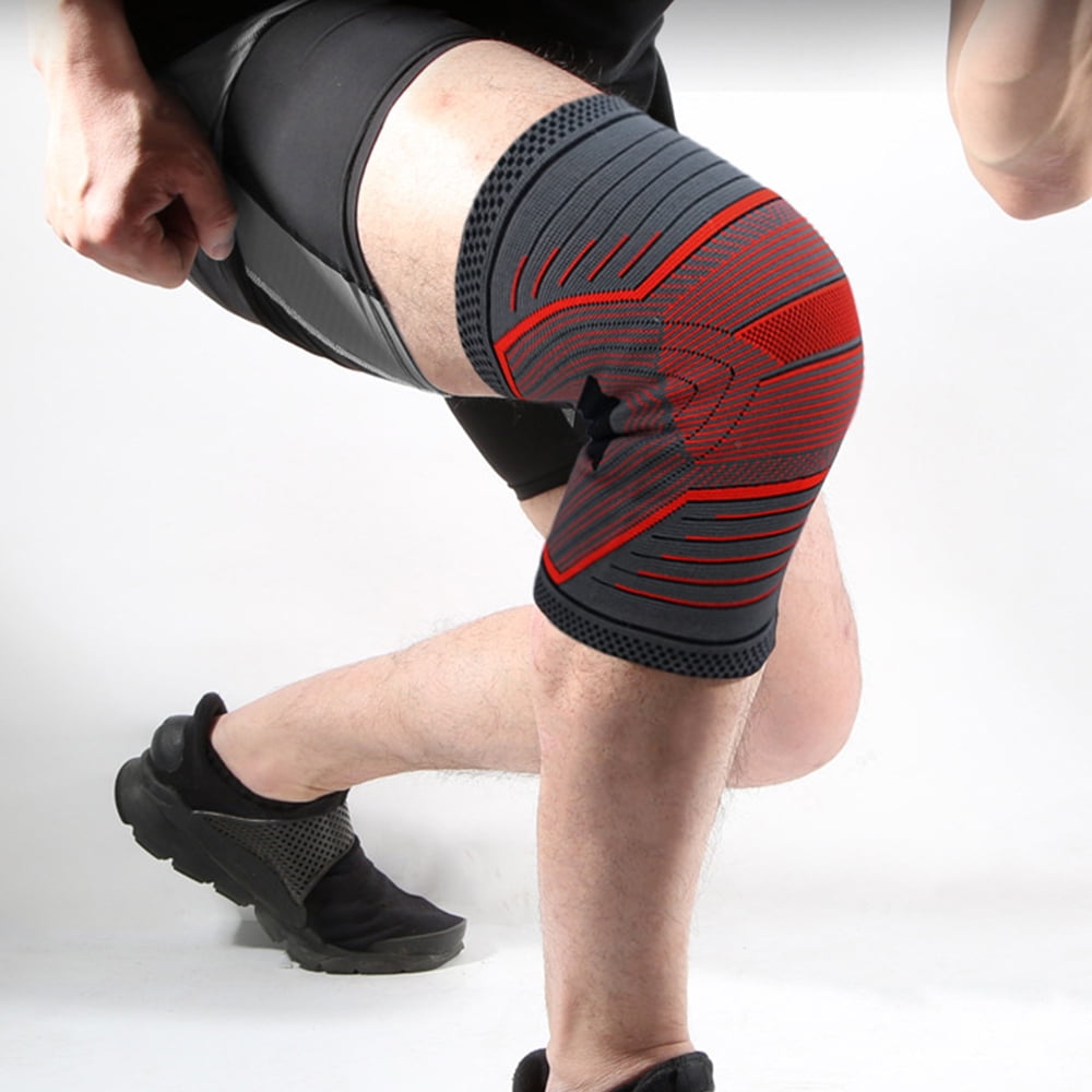 Knee Compression Sleeve - Knee Braces, Knee Support for Working Out, Running-red-L