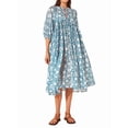 thumbnail image 2 of Womens Loose Fit Casual Summer V Neck Lace-Up Half Sleeve Bohemian Geometric Pattern Midi Dresses S, 2 of 9