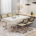 thumbnail image 3 of Juego de 2 sillas de comedor de ratán modernasde con respaldo tejido de ratán natural y asiento tapizado, sillas laterales de cocina sin brazos con patas de metal, 3 of 3