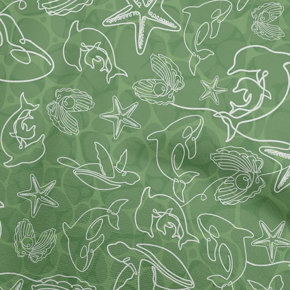 oneOone Cotton Cambric Green Fabric Sea Fabric For Sewing Printed Craft Fabric By The Yard 56 Inch Wide