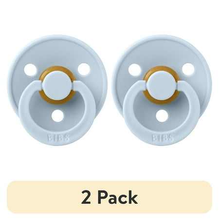 (2 pack) BIBS Colour Natural Rubber Latex Pacifier Size 1 0-6 Months Baby Blue Gender-Neutral 1 Count
