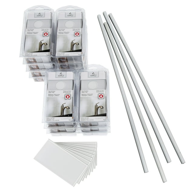 Aspect Peel and Stick Backsplash Frost Glass Tile for Kitchen and Bathrooms (15 sq ft Kit)