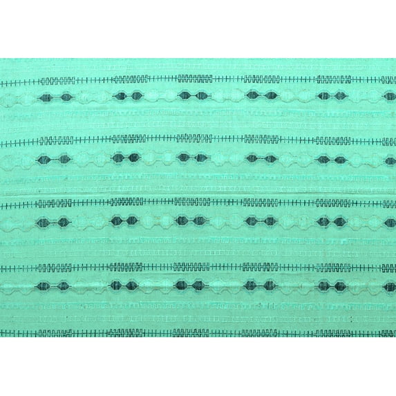 Ahgly Company Machine Washable Indoor Rectangle Abstract Turquoise Blue Modern Area Rugs, 2' x 4'