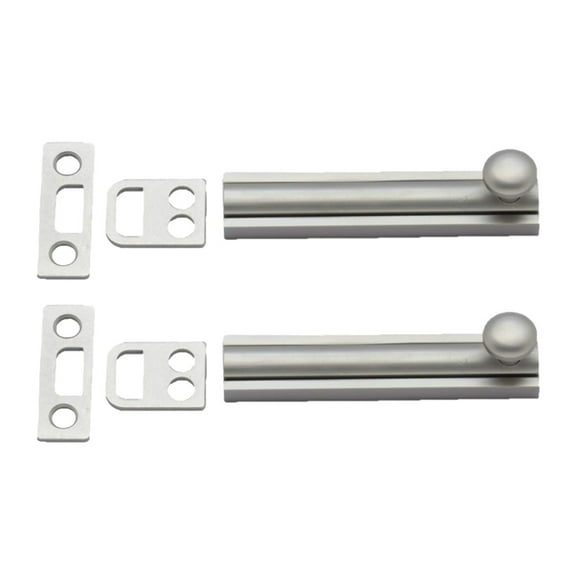 QCAA Solid Brass Surface Bolt, 3", Satin Nickel, 2 Pack, Made in Taiwan
