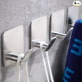 thumbnail image 1 of Ganchos adhesivos para toallas en la pared: Ganchos para batas para colgar ropa, sombreros, se pegan en el baño/cocina, acero inoxidable SUS 304, plateado, 4,5*5,2*3cm, 1 of 5