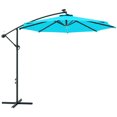 thumbnail image 1 of Outsunny 10ft Outdoor Cantilever Umbrella with Solar Lights Turquoise, 1 of 10