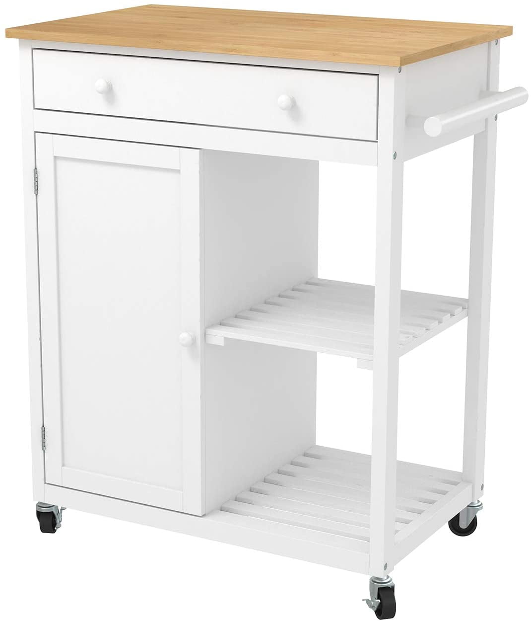 mecor Kitchen Island Cart w/Wood Top, Rolling Utility Trolley on Wheels