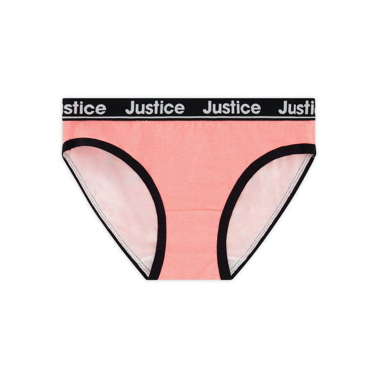 Justice Girls Soft Cotton Bikini Underwear, 6-Pack, Sizes 6-16 