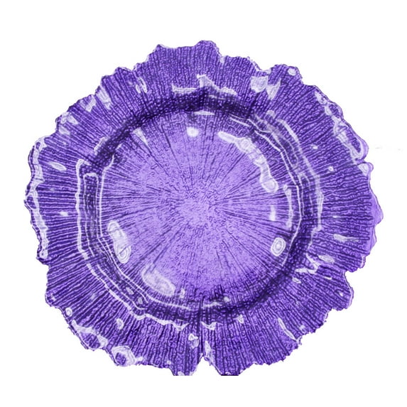 12 Pieces, Reef Glass Charger Plate Approx. overall 13" diameter with center 8" diameter - Purple