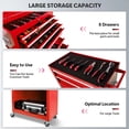 thumbnail image 3 of Dawmilon 8-Drawer Rolling Tool Chest with Wheels, Detachable Metal Tool Storage Cabinet, Lockable Garage Tool Cart, Red, 3 of 8
