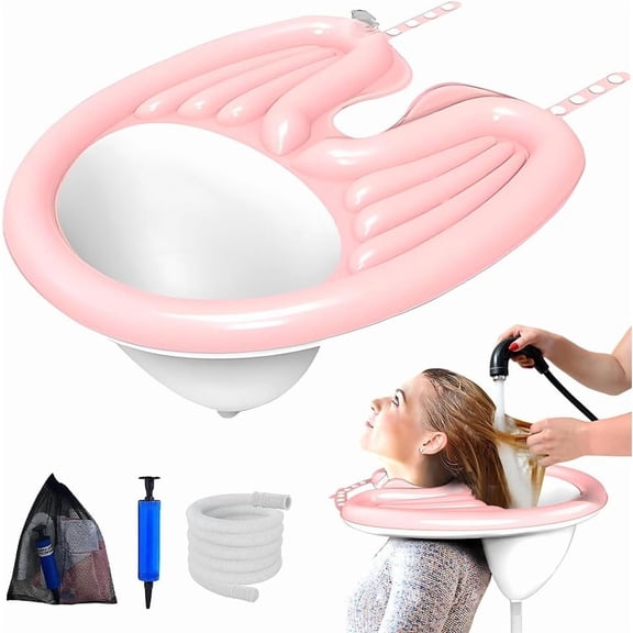 CCNZZITSHT Inflatable Shampoo Trays with Tube Inflator Pump Mobile Hair Washing Basin No Spills Wash Hair In Bed Hair for Elderly Disabled Pregnant Injured