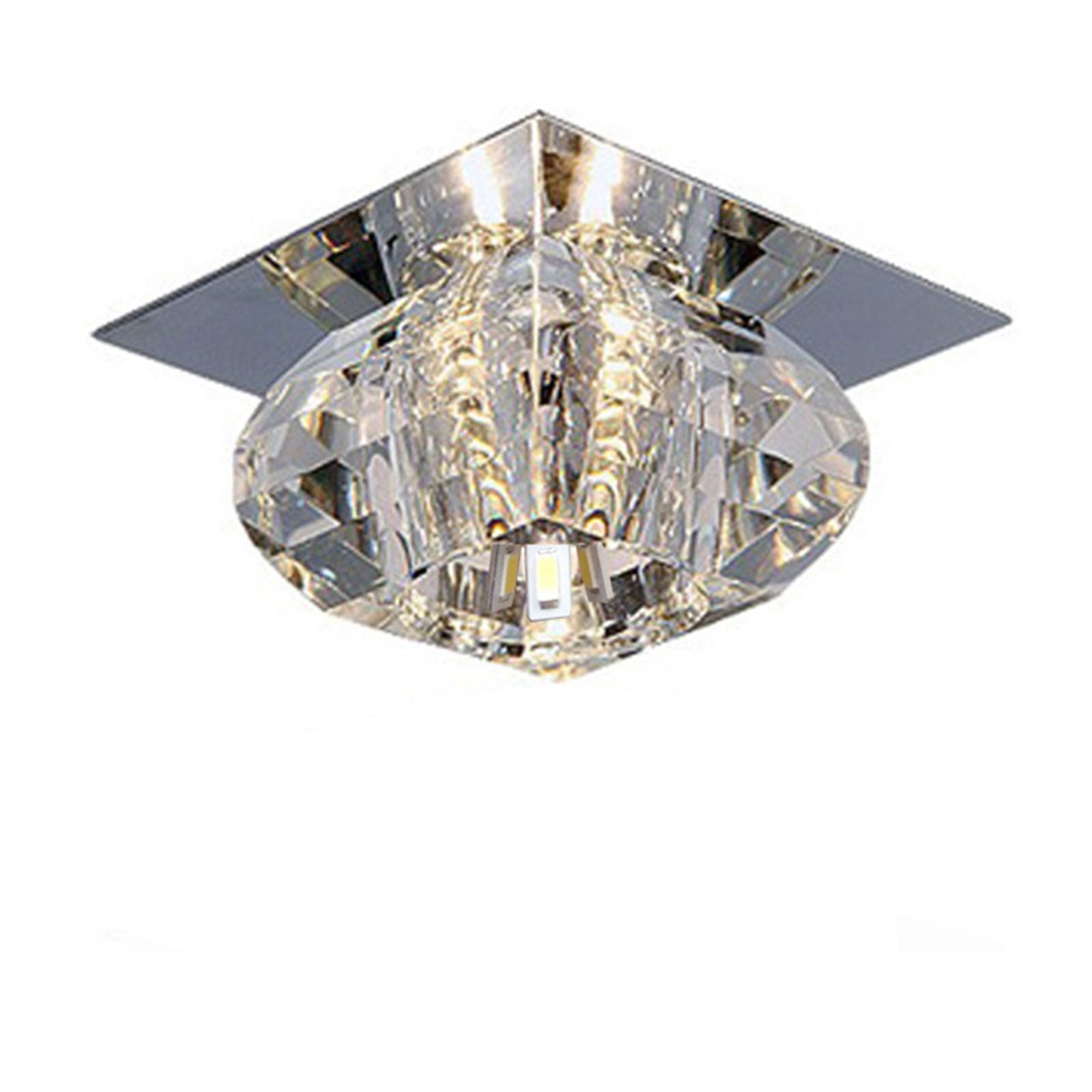 Crystal Ceiling Light Fixture, Hallway Flush Mount Ceiling Lights, LED Ceiling Lamp for Dining Bedroom Kitchen Bathroom