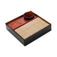 thumbnail image 3 of kowaku Soba Noodle Plate Cold Soba Serving Dish Food Appetizer Tray Kitchen with Drain Mat Drainboard Sushi Serving Plate Square black inside, 3 of 9