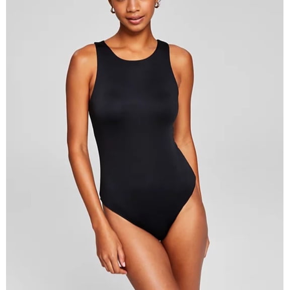 And Now This Women's Sleeveless Front-Lined High Neck Bodysuit Black Size M