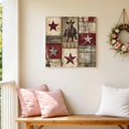 thumbnail image 5 of Canvas Wall Art Western Red Canvas Art Print Brown Texas Star Wood Grain Distressed Patchwork Pictures Wall Decor for Living Room Bedroom Artwork Decorations Stretched Framed Ready to Hang 8"x8", 5 of 9