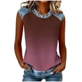 thumbnail image 3 of Sentmoon Veste en Jean Chemisiers d'Été pour Femmes Sans Manches Col Ras du Cou Patchwork Coupe Régulière avec Imprimé T-Shirts Extensibles pour Femmes Mode pour Usage Quotidien Décontracté P-2TG, 3 of 8