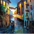 thumbnail image 2 of OToole, Nancy 26x26 Black Ornate Wood Framed with Double Matting Museum Art Print Titled - Daybreak in Venice, 2 of 4