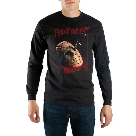 Friday the 13th Classic Horror Movie Mens Long Sleeve Black Shirt-L