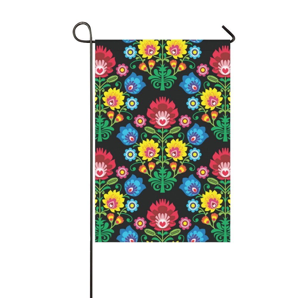 MKHERT Polish Folk Art Floral Garden Flag Banner Decorative Flag for