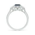 thumbnail image 2 of ANGARA Natural 1.6 Ct Vintage Style Sapphire & Diamond Ring with Latticework in 14K White Gold for Women (Size-7mm) | September Birthstone, Anniversary, Jewelry Gift for Women | Natural Sapphire Ring, 2 of 9