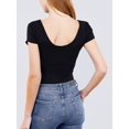 thumbnail image 4 of Women's Basic Short Sleeve Scoop Neck Stretchy Jersey Top Bodysuit, 4 of 5