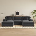 thumbnail image 3 of UIXE 118" Corduroy Modular Sectional Sofa, U Shaped Cloud Couch for Living Room, 3-Seat, Gray, 3 of 8
