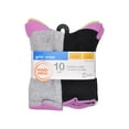 thumbnail image 2 of Wonder Nation Girls Cushioned Crew Socks, 10-Pack, Sizes S (6-10.5) - L (4-10), 2 of 6