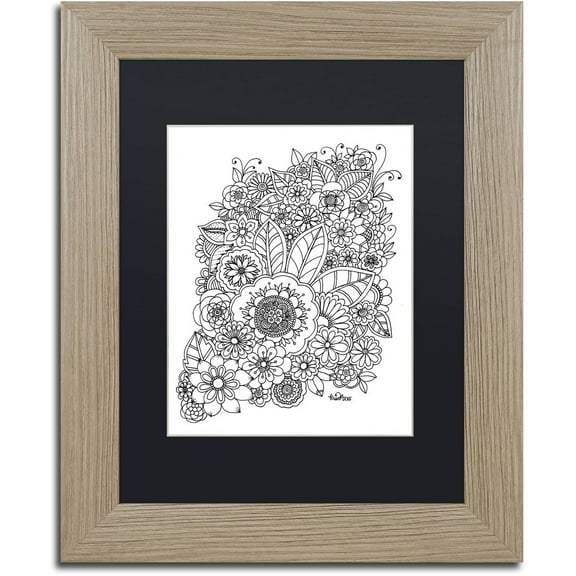Trademark Fine Art "Enchanted Gardens 7" Canvas Art by KCDoodleArt Black Matte, Birch Frame
