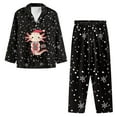 thumbnail image 6 of FOR U DESIGNS Christmas Axolotl Pajama Sets for Women 2 Piece Pants Button Up Sleepwear Long Sleeve V-neck Tops and Pants for Women Size XS Womens Button Front Jogger, 6 of 7