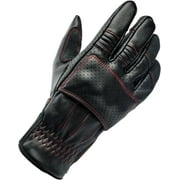 Angle View: Biltwell Borrego Mens Leather Gloves Red Line/Black