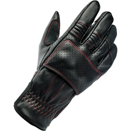 Biltwell Borrego Mens Leather Gloves Red Line/Black