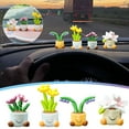 thumbnail image 5 of Moocorvic Car Dashboard Ornament Cute Green Plant Fake Flowers Small Potted Spring Office Small Gadget Decoration Interior Desktop,Gifts for Men Women, 5 of 5