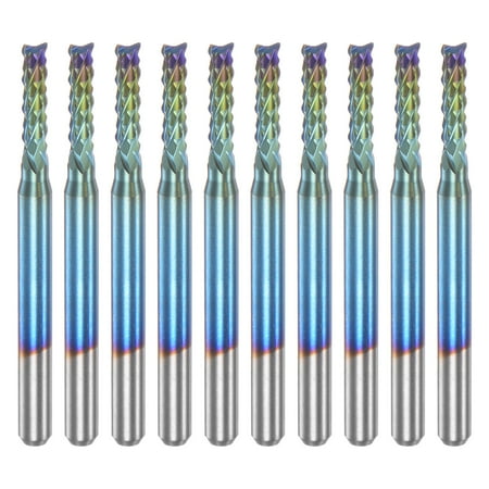 

Uxcell 10 Packs 1/8 Shank 2.4mm Tungsten Carbide Blue Coated End Mill CNC Router Bits