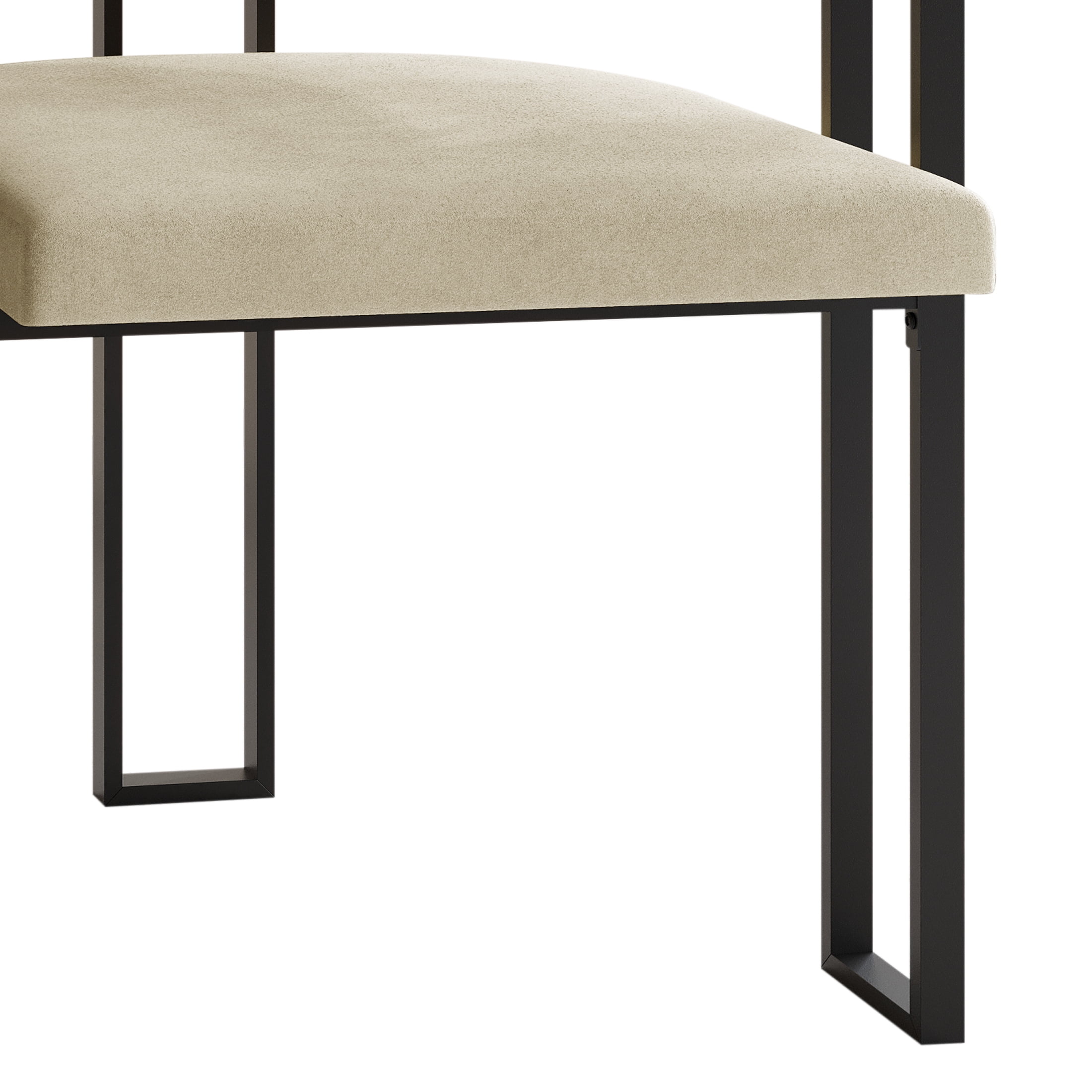 Castle Place Minimalist Black Metal Dining Chair, Champagne Velvet