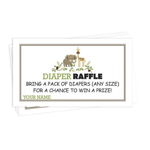 Inkdotpot 30Jungle Animals Baby ShowerDiaper Raffle Ticket Lottery Insert Cards Supplies Games For Baby Shower Party Bring A Pack Of Diapers To Win Favors Gifts And Prizes