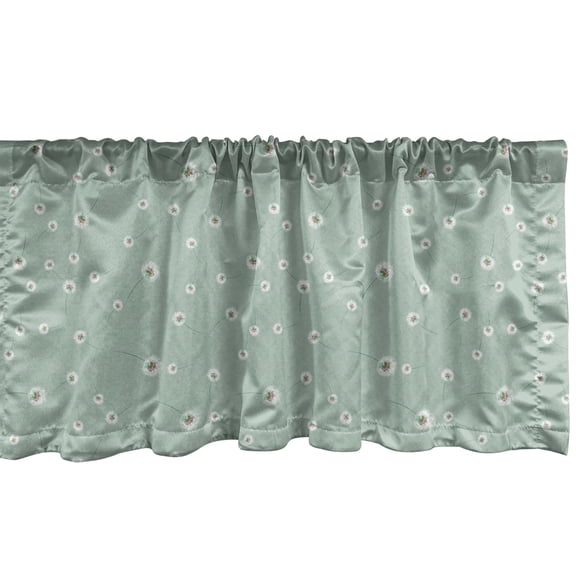 Ambesonne Dandelion Valance Pack of 2, Spring Flowers Botanical, 42"X18", Almond Green and White