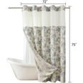 thumbnail image 6 of No Hook Shower Curtain with Snap in Liner Blue Floral Cotton Linen Cottagecore Shower Curtain for Bathroom 72" W x 75" L, 6 of 7